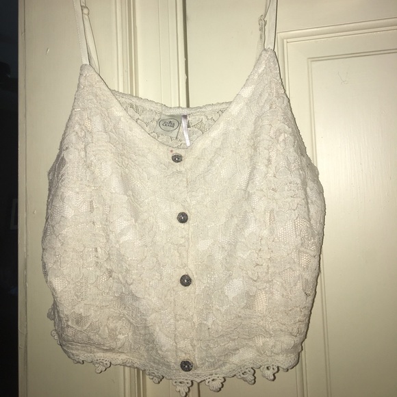 Paper Crane Tops - White Floral Lace Crop Top